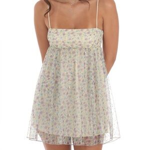 Lucy in the Sky Mesh Sequin Floral Babydoll Dress